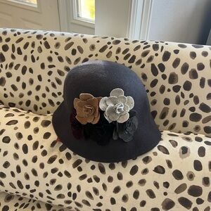 Maurices Elegant Black Hat with Floral Accents